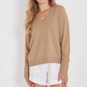 Not Monday Ava Cashmere V-Neck, Camel, XS
